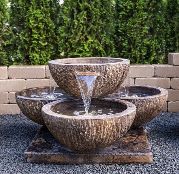 Crafted with care in America Coco Quad Fountain with Light Cement